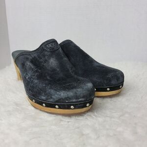 UGG Australia Abbie Clogs  Womens Size 10 EUR 41 Winter Black Suede Sheepskin